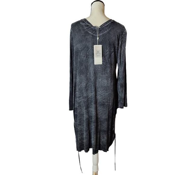 NWT Uma Raquel Davidowicz Grey Acid Wash Lagenlook Drapey Dress - Picture 7 of 10